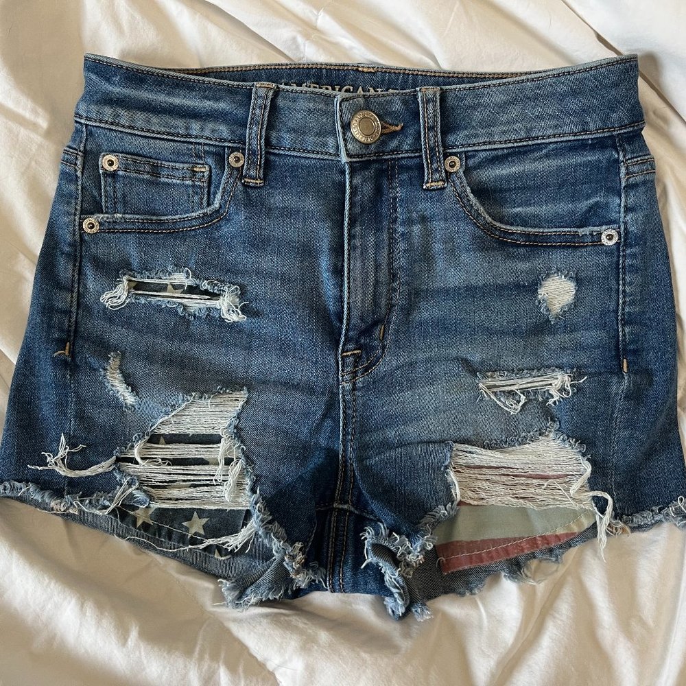 American Eagle Demin Flag Shorts